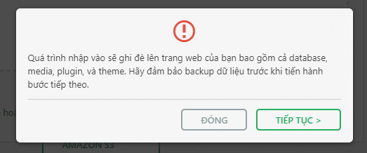 Bước 4 trong chuyển website bằng Plugin All-in-One WP Migration