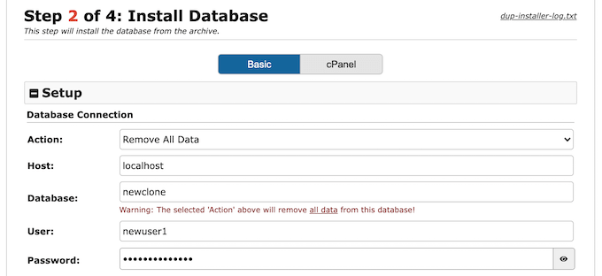 Install New Database